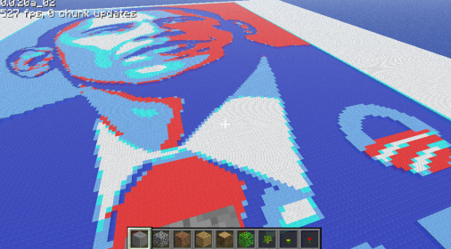Redone Obama map using Minecraft's new cloth blocks